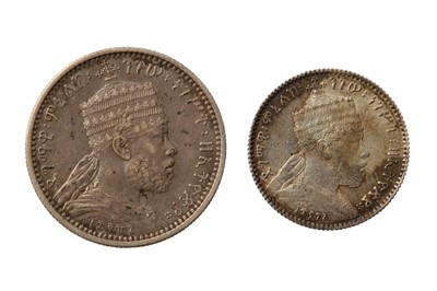 Lot 187 - ETHIOPIA, 2X COINS OF MENELIK II (1889 - 1913)