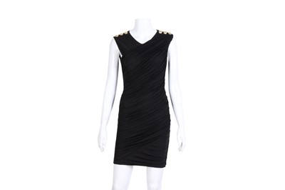 Lot 424 - Balmain Black Drape Front Dress - Size 36