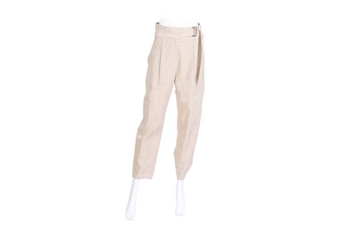 Lot 325 - Brunello Cucinelli Beige Linen Trouser  - Size 40