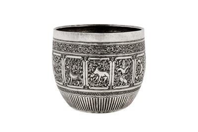 Lot 153 - A late 19th century Burmese unmarked silver bowl, Shan States circa 1870