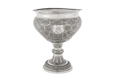 Lot 106 - An early 20th century Anglo – Indian silver pedestal bowl, Kashmir circa 1930