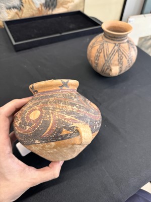 Lot 276 - TWO NEOLITHIC PAINTED POTTERY JARS