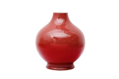 Lot 647 - A CHINESE MONOCHROME COPPER-RED VASE