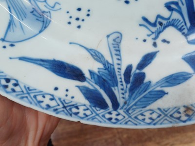 Lot 15 - A CHINESE BLUE AND WHITE 'ROMANCE OF THE WESTERN CHAMBER' DISH