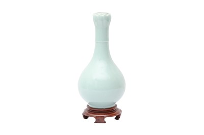 Lot 265 - A CHINESE MONOCHROME CELADON-GLAZED 'LOTUS' VASE