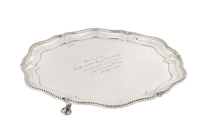 Lot 300 - A George V sterling silver salver, Sheffield 1928 by Walker and Hall