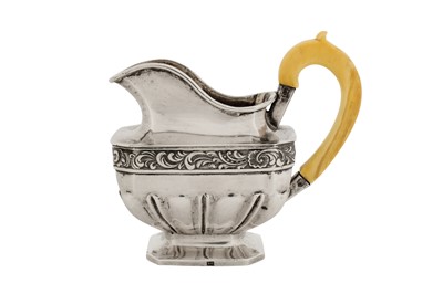 Lot 204 - An Alexander II mid-19th century Russian 84 zolotnik silver milk jug, Moscow 1848 by MШ (untraced)