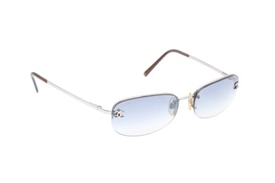 Lot 162 - Chanel Silver CC Oval Sunglasses