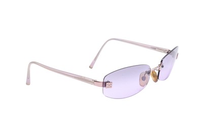 Lot 59 - Chanel Purple CC Rimless Oval Sunglasses