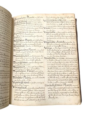 Lot 135 - Manuscript Notebook  of ‘List of Plants’ & [Development of grapes for Wine] [c. 1700]