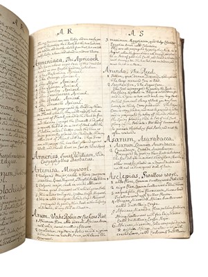 Lot 135 - Manuscript Notebook  of ‘List of Plants’ & [Development of grapes for Wine] [c. 1700]
