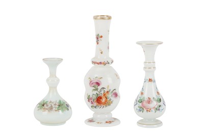 Lot 7 - A GROUP OF POLYCHROME-ENAMELLED BEYKOZ GLASS VASES