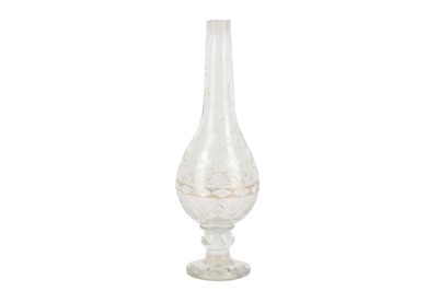 Lot 8 - A SMALL CUT AND GILT CLEAR-GLASS ROSEWATER SPRINKLER