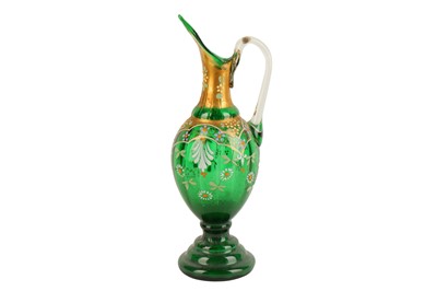 Lot 14 - A GILT AND POLYCHROME-PAINTED GLASS PITCHER