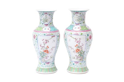 Lot 251 - A PAIR OF CHINESE FAMILLE-ROSE VASES