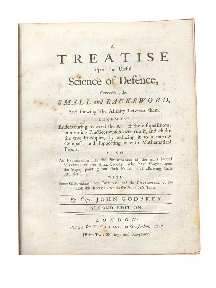 Lot 42 - Godfrey. A Treatise Upon the Useful Science of Defence......, 2nd. Ed 1747