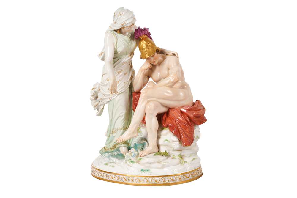 Lot 186 - AN EARLY 20TH CENTURY MEISSEN FIGURAL GROUP OF ACHILLES & THETIS