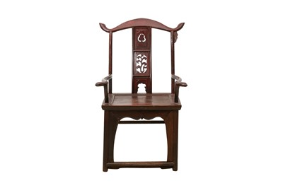 Lot 712 - A CHINESE RED-PAINTED ELM WOOD CHAIR