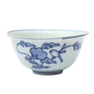 Lot 262 - A Chinese blue and white 'birds' bowl, Ming dynasty
