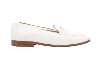 Lot 514 - Chanel White Logo Plaque Loafer - Size 39.5
