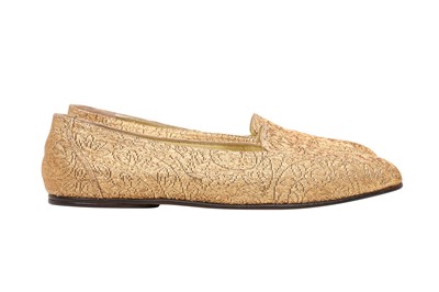 Lot 367 - Chanel Bronze Brocade Flat Loafer - Size 38.5