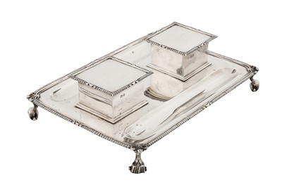 Lot 78 - A George V sterling silver inkstand, London 1926 by Charles Stuart Harris and Co