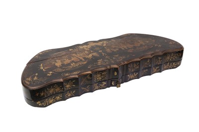 Lot 214 - A CHINESE QIN MUSICAL INSTRUMENT CASED IN A BLACK LACQUER BOX AND COVER