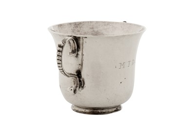 Lot 380 - A mid-18th century George III silver Channel Islands twin handled cup, Guernsey circa 1760 by Pierre Maingy (born c. 1718, active c.1755/1775)