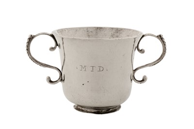 Lot 380 - A mid-18th century George III silver Channel Islands twin handled cup, Guernsey circa 1760 by Pierre Maingy (born c. 1718, active c.1755/1775)