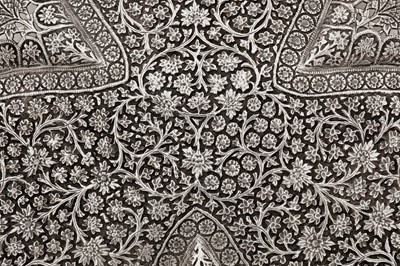 Lot 111 - A late 19th / early 20th century Anglo – Indian unmarked silver tray, Kashmir circa 1900