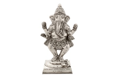 Lot 87 - A late 20th century Indian unmarked silver figure of Ganesha, circa 1980