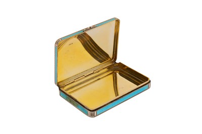 Lot 17 - An early 20th century continental 935 standard silver gilt and enamel cigarette case, German or Swiss with import marks for London 1927 by George Stockwell