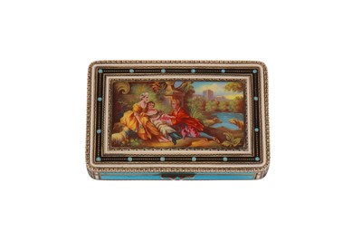 Lot 17 - An early 20th century continental 935 standard silver gilt and enamel cigarette case, German or Swiss with import marks for London 1927 by George Stockwell