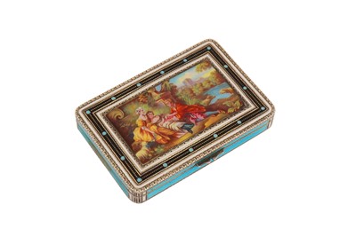 Lot 17 - An early 20th century continental 935 standard silver gilt and enamel cigarette case, German or Swiss with import marks for London 1927 by George Stockwell