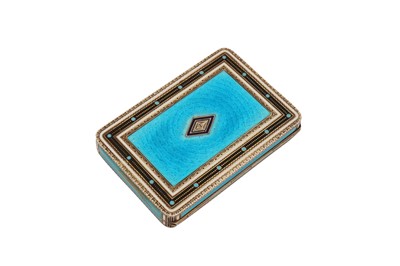Lot 17 - An early 20th century continental 935 standard silver gilt and enamel cigarette case, German or Swiss with import marks for London 1927 by George Stockwell