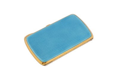 Lot 18 - An early 20th century Norwegian 930 standard silver gilt and guilloche enamel cigarette case, Bergen circa 1910 by Marius Hammer