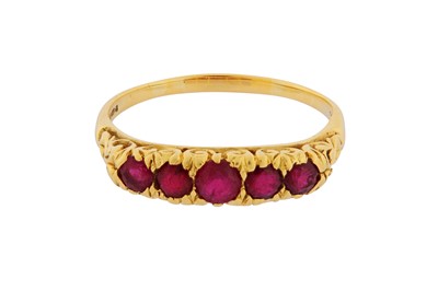 Lot 15 - A FIVE-STONE RUBY RING