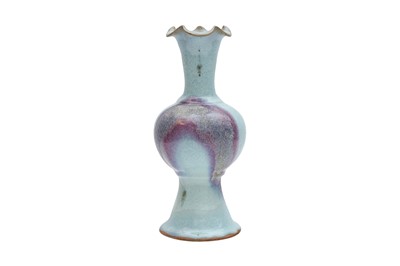 Lot 309 - A CHINESE JUN FOLIATE-RIM VASE