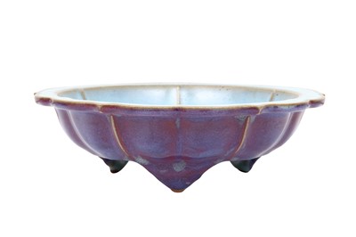 Lot 311 - A CHINESE JUN GLAZED BRACKET-LOBED NARCISSUS BOWL