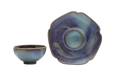 Lot 315 - A CHINESE JUN PURPLE-SPLASHED CUP AND STAND