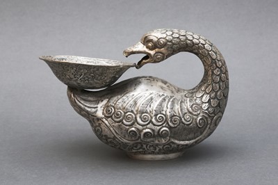 Lot 180 - A CHINESE SILVER GOOSE-FORM RHYTON