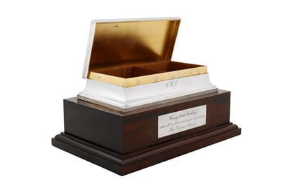 Lot 66 - A George V sterling silver cigarette box, London 1924 probably by Wright and Davies