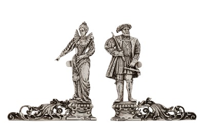 Lot 80 - A pair of late 19th century German sterling silver menu holders, Hanau by Neresheimer, import marks for London 1896 by Berthold Muller