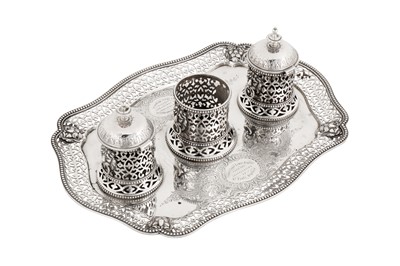Lot 77 - A Victorian sterling silver inkstand, London 1865 by George Fox