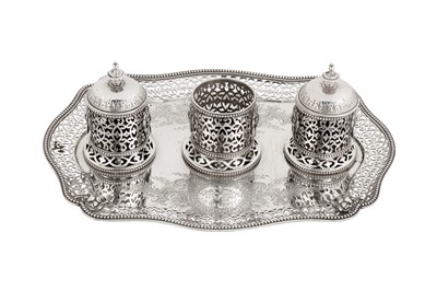 Lot 77 - A Victorian sterling silver inkstand, London 1865 by George Fox