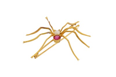 Lot 16 - A GEM-SET SPIDER BROOCH