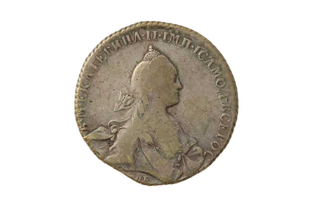 Lot 303 - RUSSIA, CATHERINE II, THE GREAT (1762 - 1796), 1768-СПБ СА ROUBLE.