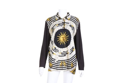 Lot 407 - Hermes Black Silk Sundial Print Tunic - Size M