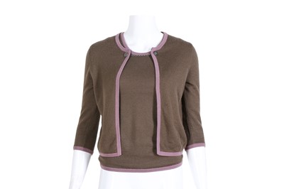 Lot 292 - Hermes Brown Cashmere Knit Reversible Twinset