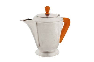 Lot 94 - A mid-20th century Indian Art Deco silver three-piece coffee set, Bombay circa 1950